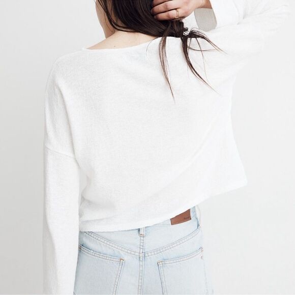 Madewell Texture & Thread Eyelet-Inset Top Spiced Olive Long Sleeve Size XS - Picture 4 of 11